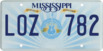 MS license plate LOZ782