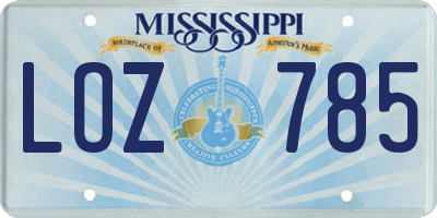 MS license plate LOZ785