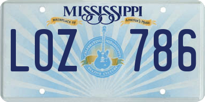 MS license plate LOZ786