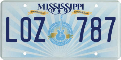 MS license plate LOZ787