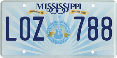 MS license plate LOZ788