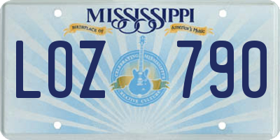 MS license plate LOZ790