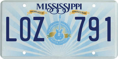 MS license plate LOZ791
