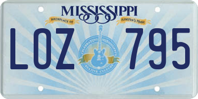 MS license plate LOZ795