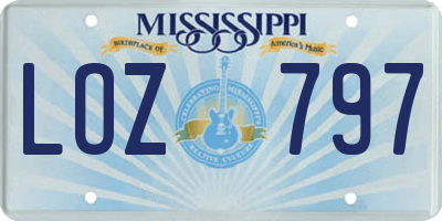 MS license plate LOZ797