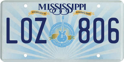 MS license plate LOZ806