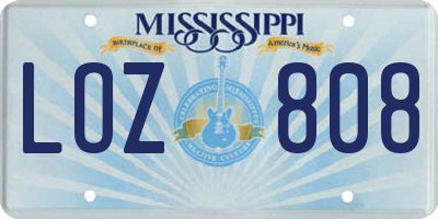 MS license plate LOZ808