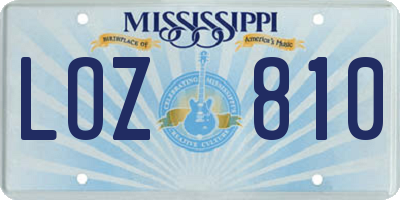 MS license plate LOZ810