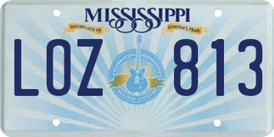 MS license plate LOZ813