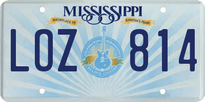 MS license plate LOZ814