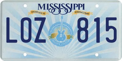 MS license plate LOZ815