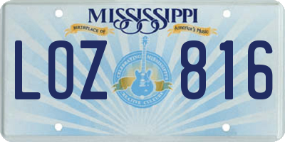 MS license plate LOZ816