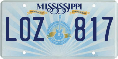 MS license plate LOZ817
