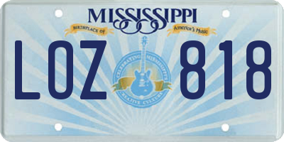 MS license plate LOZ818