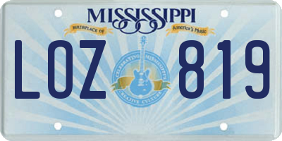MS license plate LOZ819