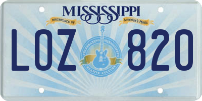 MS license plate LOZ820