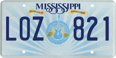 MS license plate LOZ821