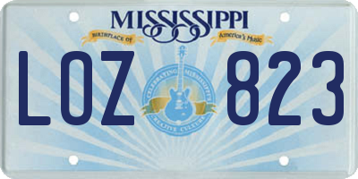 MS license plate LOZ823