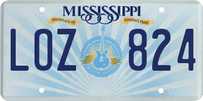 MS license plate LOZ824