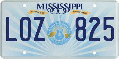 MS license plate LOZ825