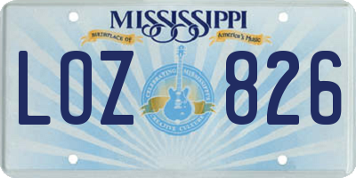 MS license plate LOZ826