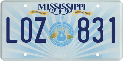 MS license plate LOZ831