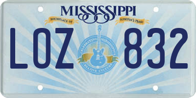 MS license plate LOZ832