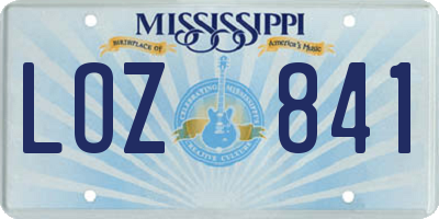 MS license plate LOZ841