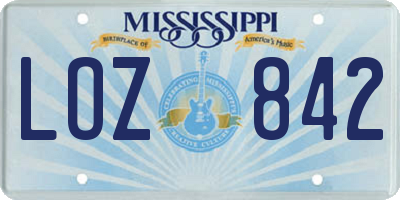 MS license plate LOZ842