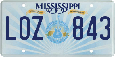 MS license plate LOZ843