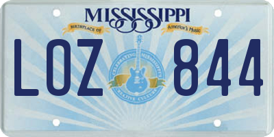 MS license plate LOZ844