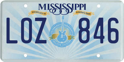 MS license plate LOZ846