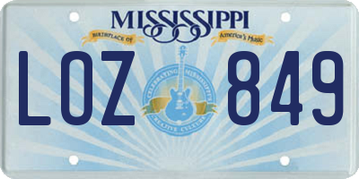 MS license plate LOZ849