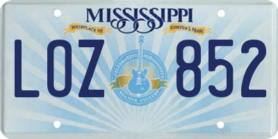 MS license plate LOZ852