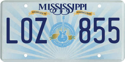 MS license plate LOZ855