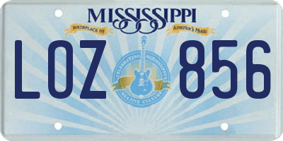 MS license plate LOZ856
