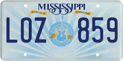 MS license plate LOZ859
