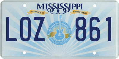 MS license plate LOZ861