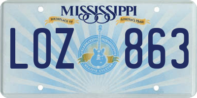 MS license plate LOZ863