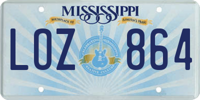 MS license plate LOZ864