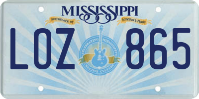 MS license plate LOZ865