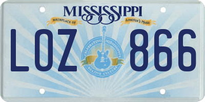 MS license plate LOZ866