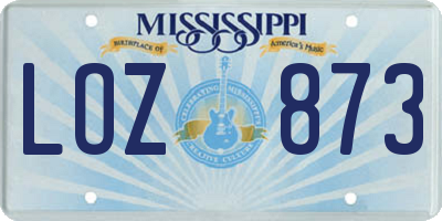MS license plate LOZ873