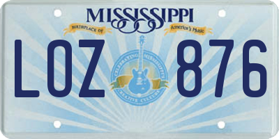 MS license plate LOZ876