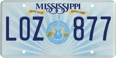 MS license plate LOZ877