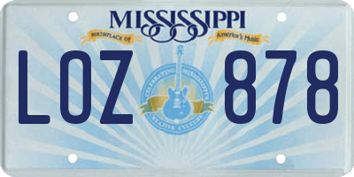 MS license plate LOZ878