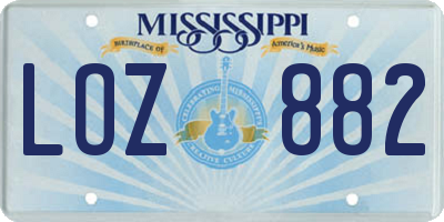 MS license plate LOZ882