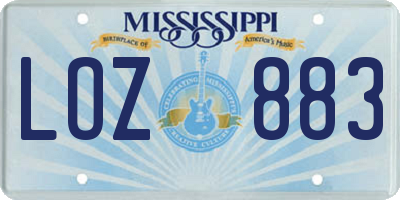 MS license plate LOZ883