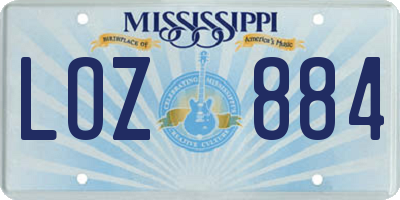 MS license plate LOZ884