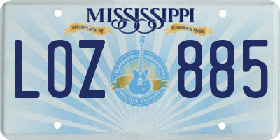 MS license plate LOZ885